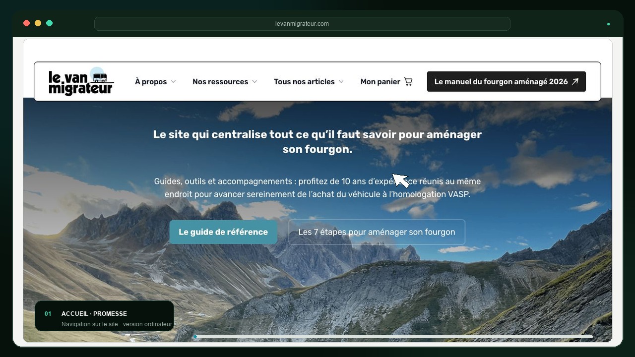 Aperçu du site Le Van Migrateur
